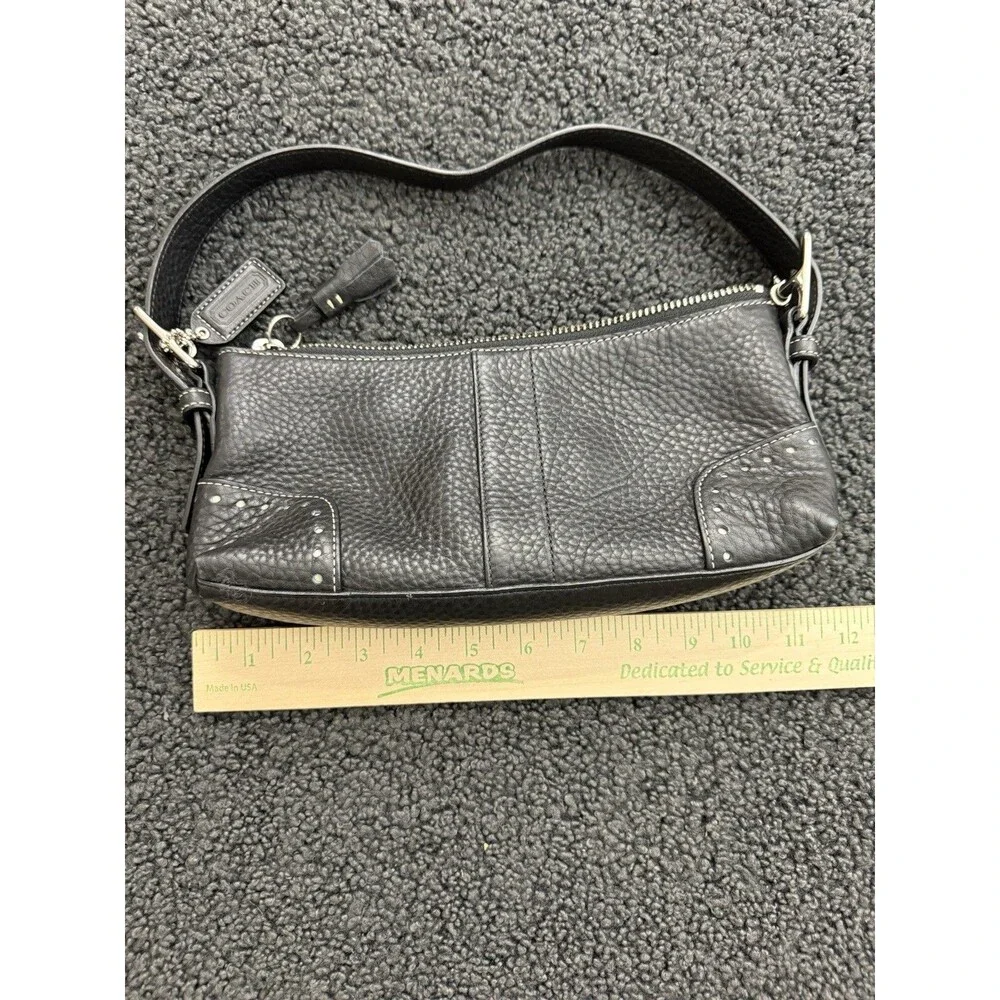 Vintage Y2K Coach Hamptons Black Pebbled Leather Demi Baguette Shoulder Bag